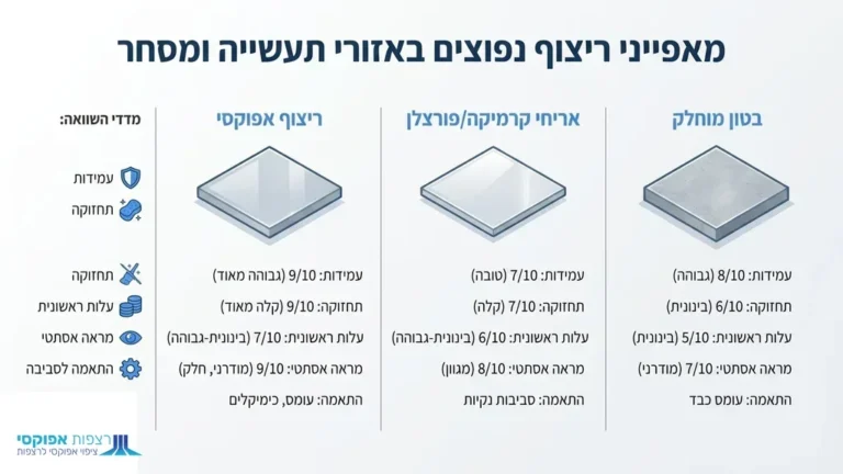 רצפת אפוקסי מבריקה באולם תצוגה בראשון לציון