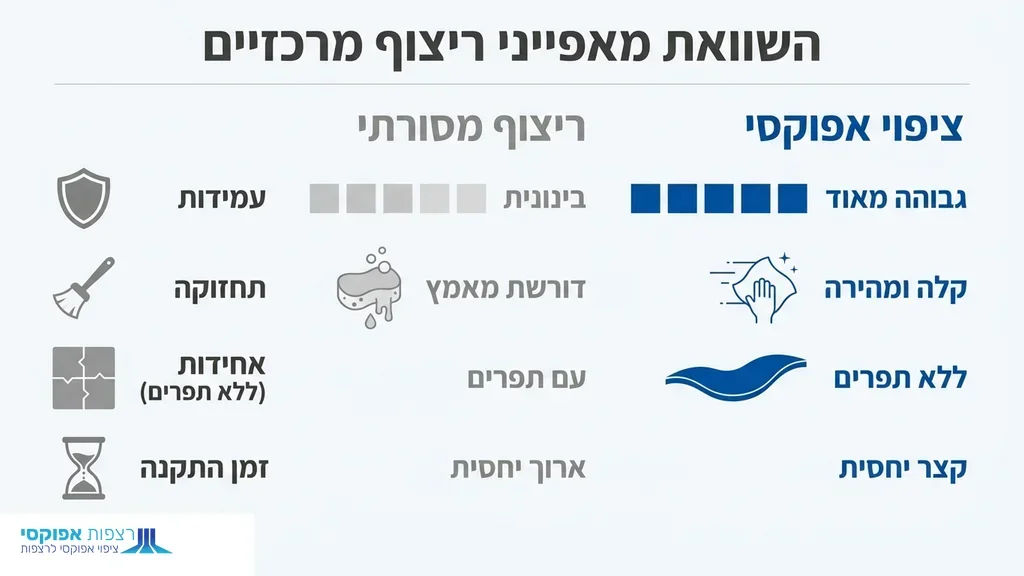 נוצר על ידי מודל בינה מלאכותית Gemini Pro השוואה ויזואלית של רצפת אפוקסי תעשייתית עמידה