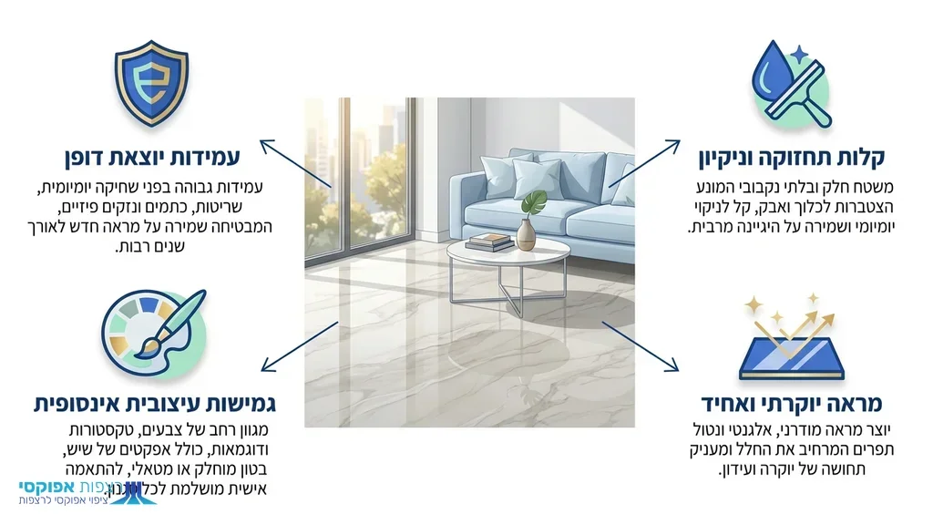 נוצר על ידי מודל בינה מלאכותית Gemini Pro רצפת אפוקסי מעוצבת בסלון בית פרטי