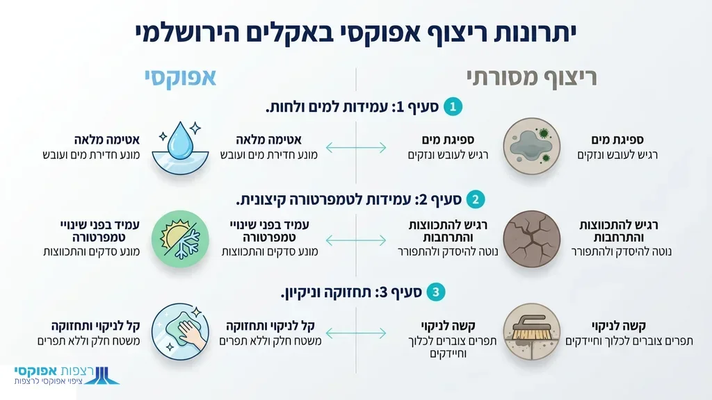 נוצר על ידי מודל בינה מלאכותית Gemini Pro רצפת אפוקסי עמידה ואטומה למים במבנה תעשייתי בירושלים