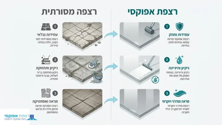רצפת אפוקסי חלקה ומבריקה בחלל משרדי מודרני