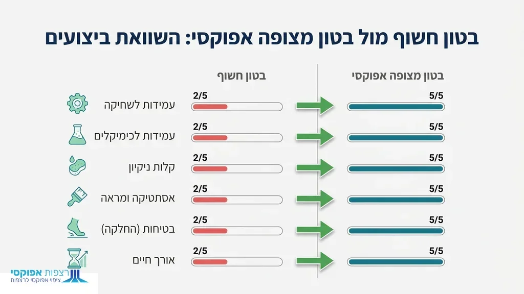 משטח תעשייתי מרשים לאחר יישום צבע אפוקסי לבטון