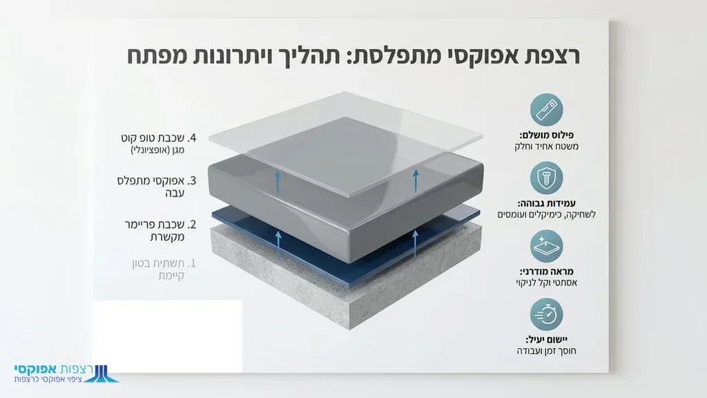 אחרי ההסבר על יציקות עבות ופילוס עצמי לאזורי תעשייה יציקת רצפת אפוקסי פילוס עצמי במחסן לוגיסטי